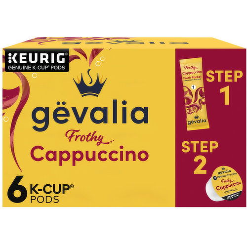 Gevalia Frothy Cappuccino 2-Step K-Cup Espresso Pods with Cappuccino Froth Packets
