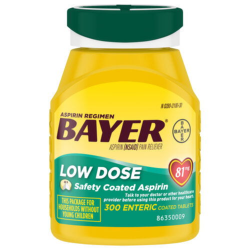 Bayer Aspirin Regimen Enteric Coated Tablets Low Dose 81 mg Pain Reliever