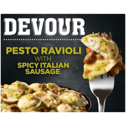 Devour Pesto Ravioli with Spicy Italian Sausage & Classic Basil Frozen Meal