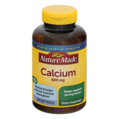 Nature Made Calcium, with D3, 600 mg, Softgels