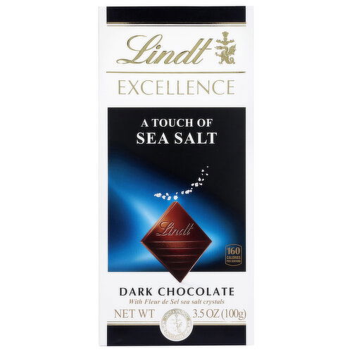 Lindt Excellence A Touch of Sea Salt Dark Chocolate with Fleur De Sel Sea Salt Crystals