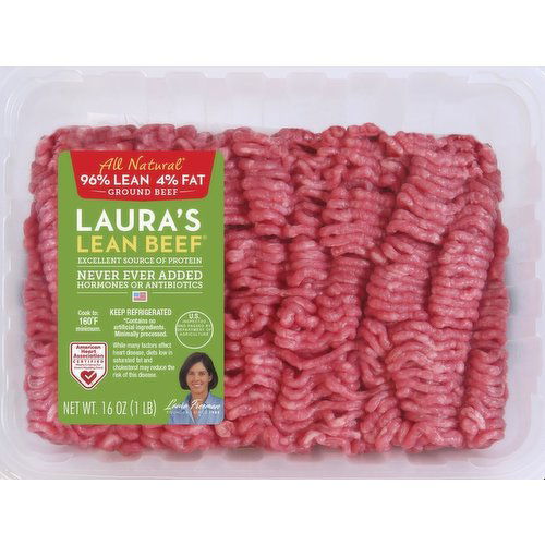 Lauras Beef Beef, Ground, 96%/4%