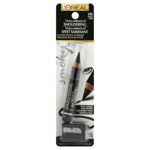 L'Oreal Voluminous Smoldering Pencil Eyeliner, Wood, Black 645