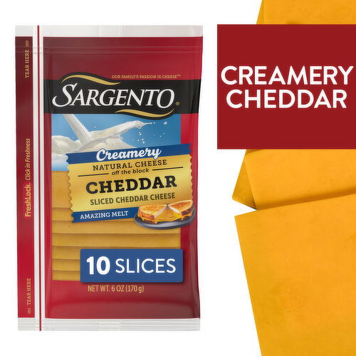 SARGENTO Sargento® Creamery Sliced Natural Cheddar Cheese, 10 slices