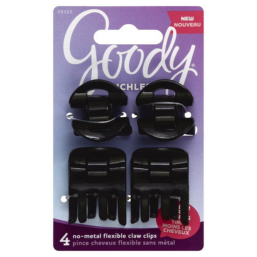 Goody Ouchless Claw Clips, No-Metal Flexible