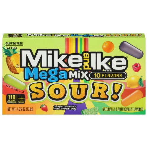 Mike and Ike Candy, 10 Flavors, Sour, Mega Mix