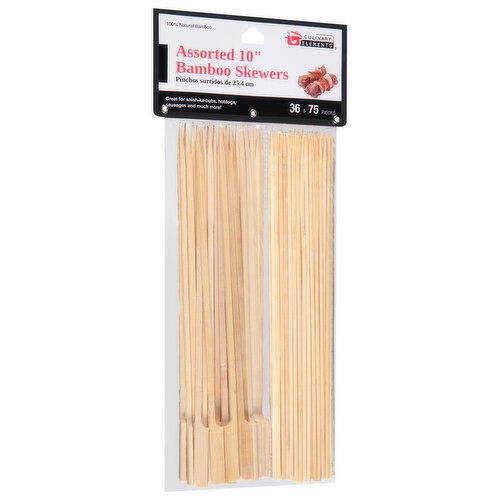 Culinary Elements Skewers, Bamboo, Assorted, 10 Inch