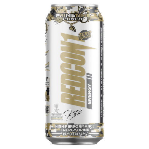 Redcon1 Energy Drink, High Performance, Zero Sugar, Primetime Punch