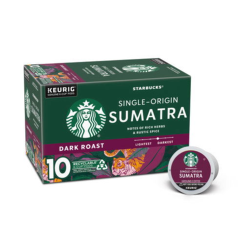 Starbucks K-Cup Coffee Pods, Sumatra, Dark Roast