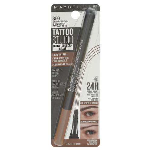 Maybelline Tattoo Studio Brow Tint Pen, Medium Brown 360