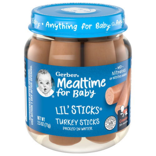 Gerber Mealtime for Baby Turkey Sticks, Lil' Sticks, Crawler (10+ Months)