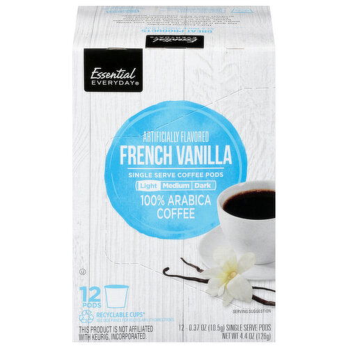 Essential Everyday Single Serve Pods 100% Arabica Light Roast French Vanilla Coffee