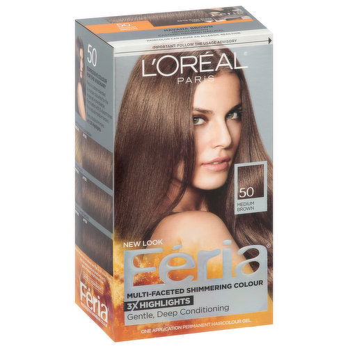 Feria Permanent Haircolour Gel, Medium Brown 50