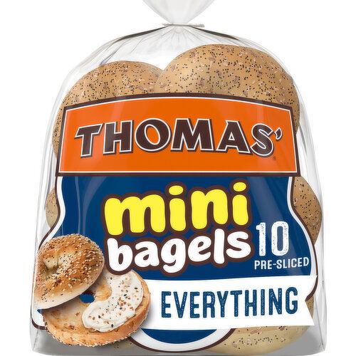 Thomas' Everything Pre-sliced Mini Bagels, 10 count, 15 oz