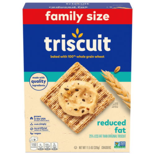 TRISCUIT Reduced Fat Whole Grain Wheat Crackers, Family Size