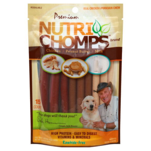 Nutri Chomps Dog Treats, Chicken, Peanut Butter, Milk, Premium