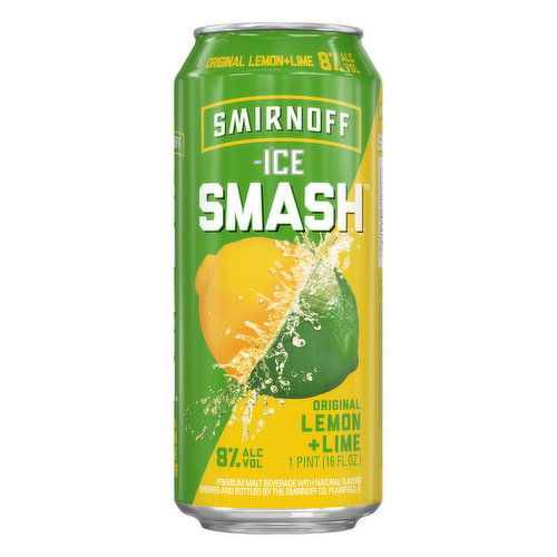 Smirnoff Ice Malt Beverage, Original Lemon + Lime, Smash