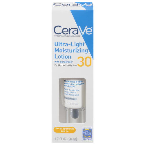 CeraVe Moisturizing Lotion, with Sunscreen, Ultra-Light, Broad Spectrum SPF 30