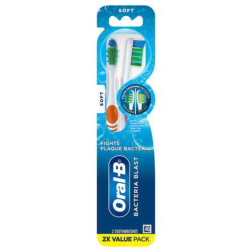 Oral-B Toothbrushes, Soft, Bacteria Blast, 2X Value Pack