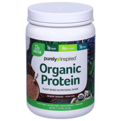 Purely Inspired Organic Protein Nutritional Shake, Plant-Based, Decadent Chocolate