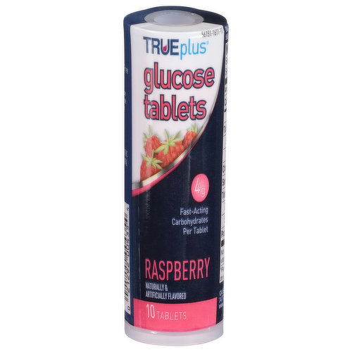 True Plus Glucose Tablets, 15 g, Raspberry