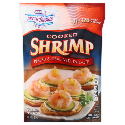 Arctic Shores Shrimp, Cooked, Peeled, Deveined, Tail-Off,  91-120