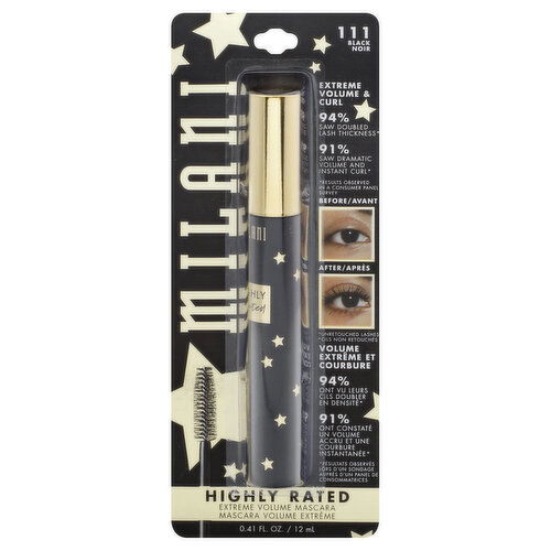 Milani Mascara, Extreme Volume, Black 111, Highly Rated