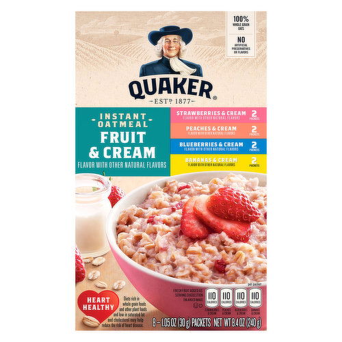 Quaker Instant Oatmeal, Fruit & Cream