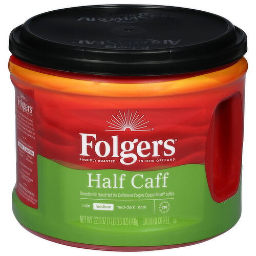 Folgers Coffee, Ground, Half Caff, Medium