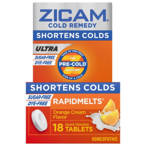 Zicam Rapidmelts Cold Remedy, Sugar-Free, Quick Dissolve Tablets, Orange Cream Flavor