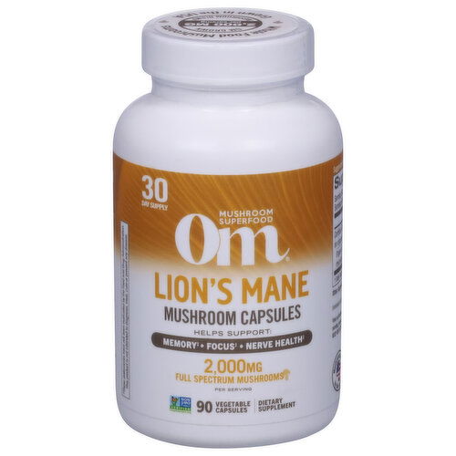 Om Lion's Mane, 2,000 mg, Vegetable Capsules