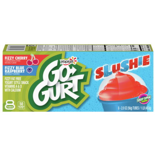 Go-Gurt Fat Free Slushie Fizzy Blue Raspberry/Fizzy Cherry Yogurt Style Snack