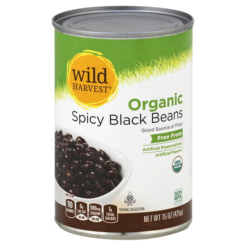 Wild Harvest Black Beans, Organic, Spicy