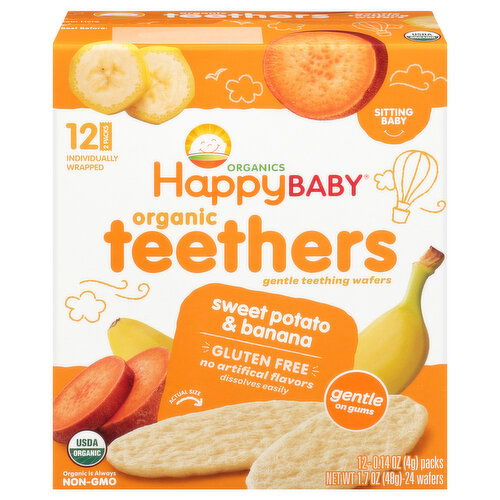 Happy Baby Organics Teething Wafers, Sweet Potato & Banana