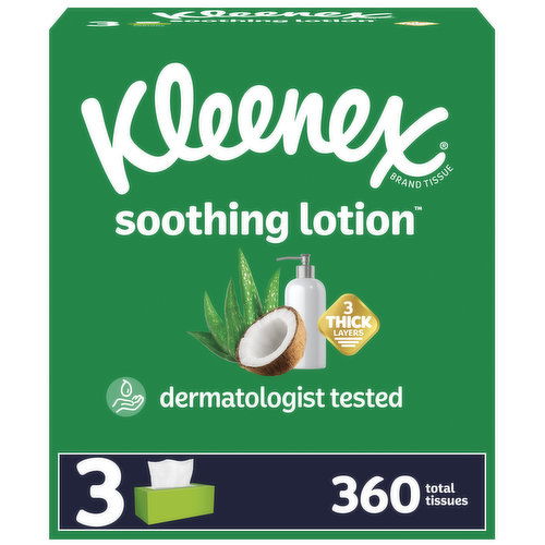 Kleenex Soothing Lotion Tissues, Coconut Oil + Aloe, 3-Ply