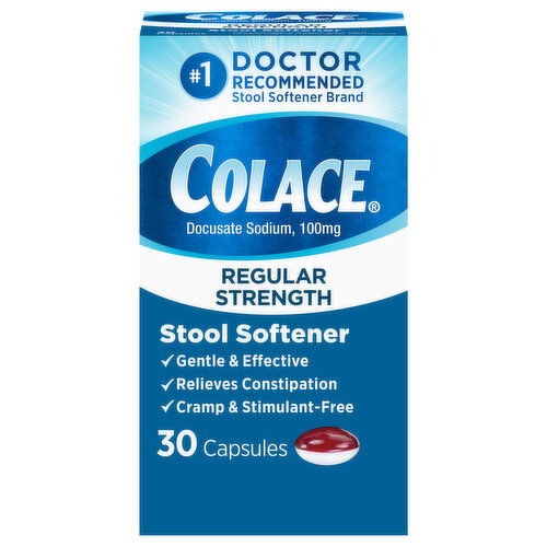 Colace Stool Softener, Regular Strength, 100 mg, Capsules