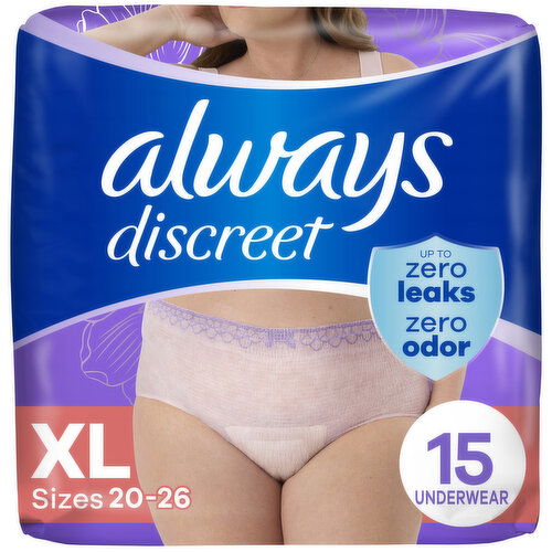 Always Discreet Discreet Adult Incontinence Underwear for Women, XL