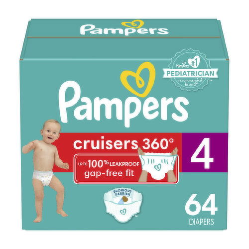 Pampers Cruisers 360 Pampers Cruisers 360 Pull-On Diapers, Size 4 (22-37 lbs), 64 Count