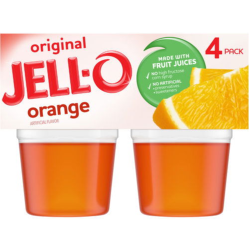 Jell-O Original Orange Ready-to-Eat Jello Cups Gelatin Snack