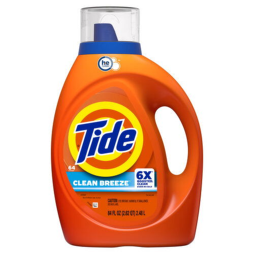 Tide Tide Laundry Detergent Liquid, Clean Breeze Scent, 64 Loads, 84 FL OZ