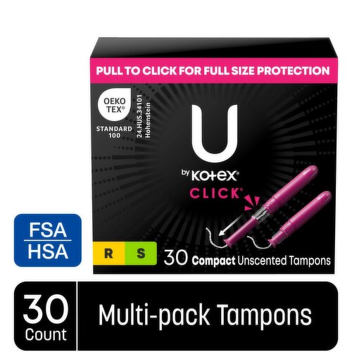 U by Kotex Click Compact Regular/Super Unscented Tampons