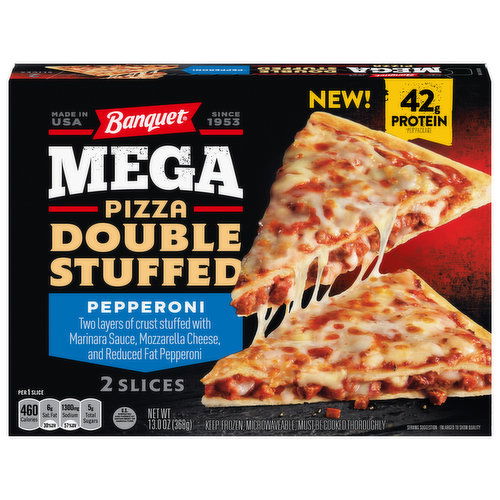 Banquet Mega Pizza Double Stuffed Pepperoni Frozen Pizza Slices