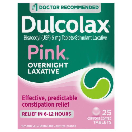 Dulcolax Pink Laxative, Overnight, 5 mg, Comfort Coated Tablets