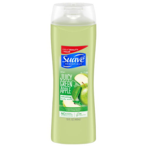 Suave Essentials Body Wash, Refreshing, Juicy Green Apple