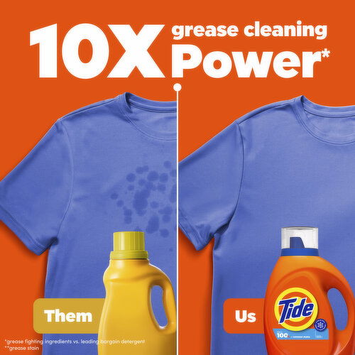Tide Tide Laundry Detergent Liquid, Clean Breeze Scent, 100 Loads, 132 FL OZ