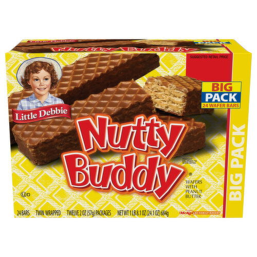 Little Debbie Nutty Buddy Wafers, with Peanut Butter, Big Pack