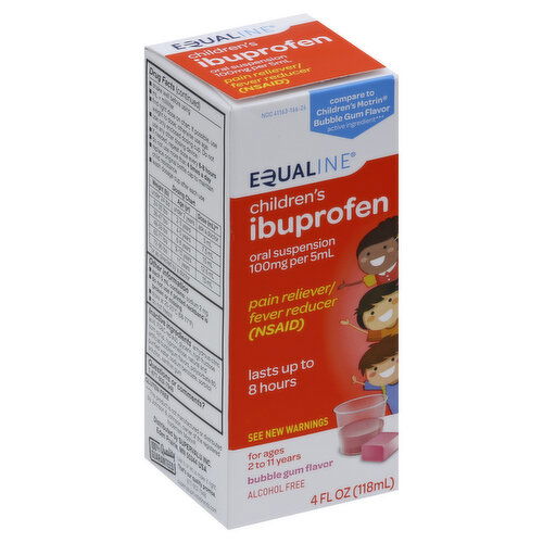 Equaline Ibuprofen, Children's, 100 mg, Oral Suspension, Bubble Gum Flavor