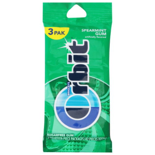 Orbit Gum, Sugarfree, Spearmint, 3 Pak