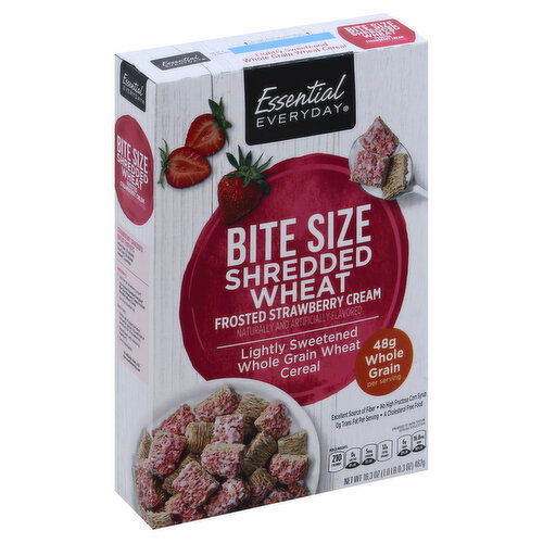 Essential Everyday Cereal, Shredded Wheat, Frosted Strawberry Cream, Bite Size