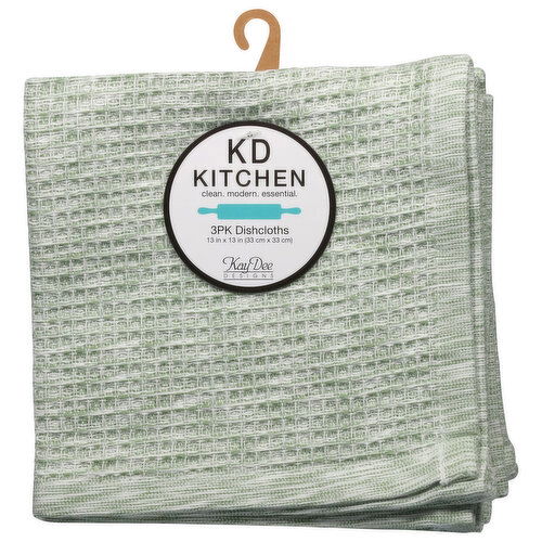 KD Kitchen Dishcloths, Green Tea, 3 Pack